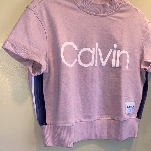 CK Mauve Cropped Short-Sleeved Sweater Sz: XS - Picture 6 of 8
